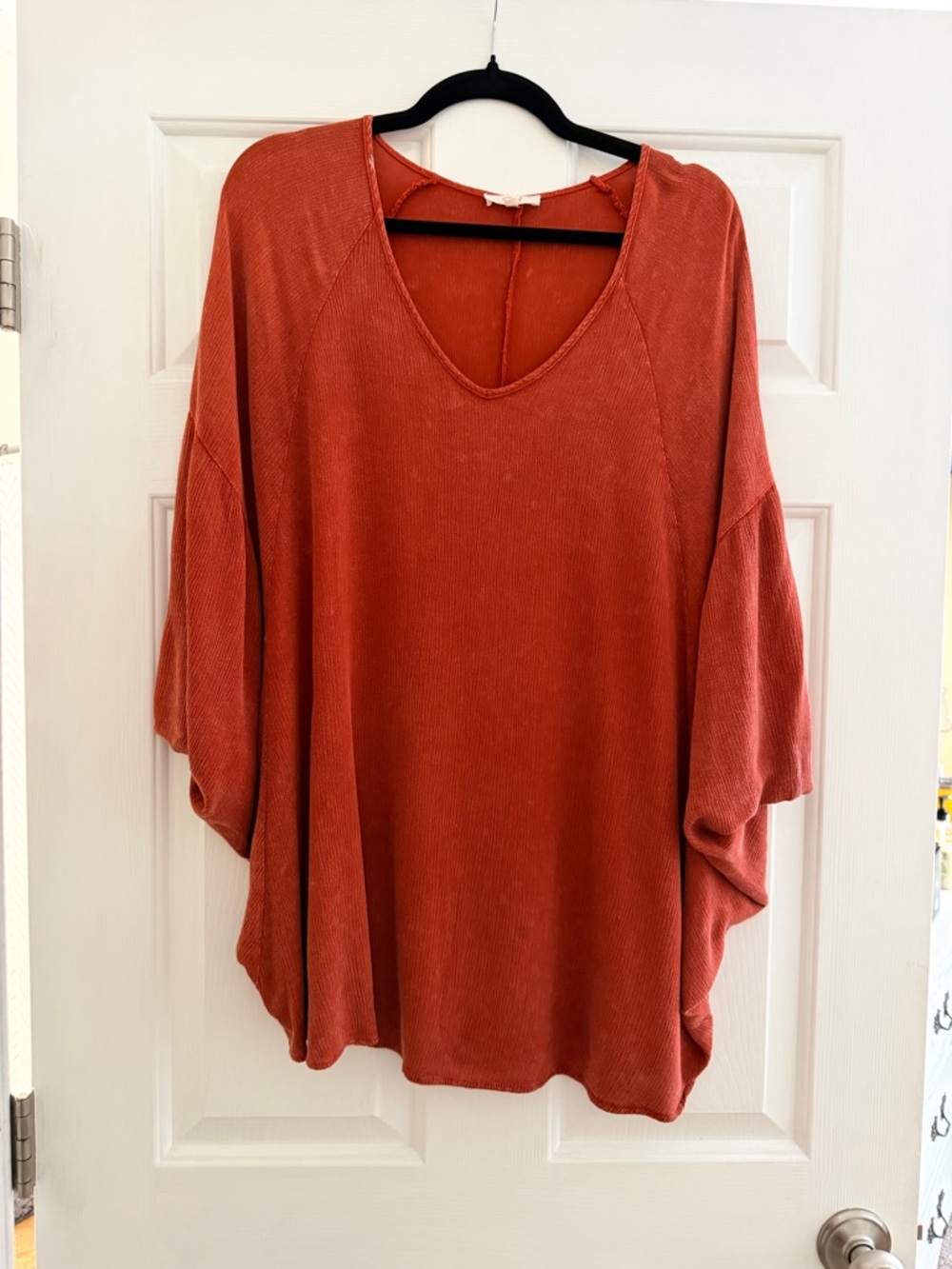 easel Oversized V-Neck Tunic in Rust